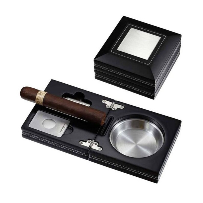 Engraved Travel Cigar Set Engraved Cigar Ashtray Engraved Etsy