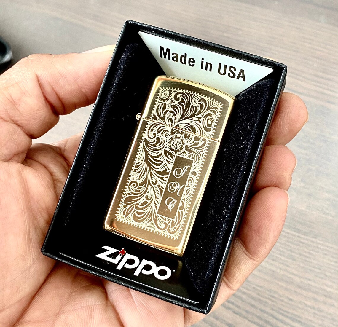 Zippo Lighter Engraved Slim Brass Zippo Lighter Etsy