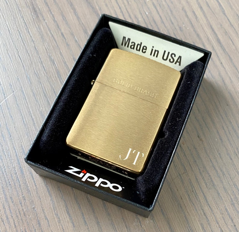 Zippo Lighter Engraved Solid Brass Brushed Brass Etsy