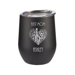 Engraved WineTumbler, Engraved wine tumbler, 9 oz Black Matte Insulated Double walled Wine Tumbler, Anniversary Gift