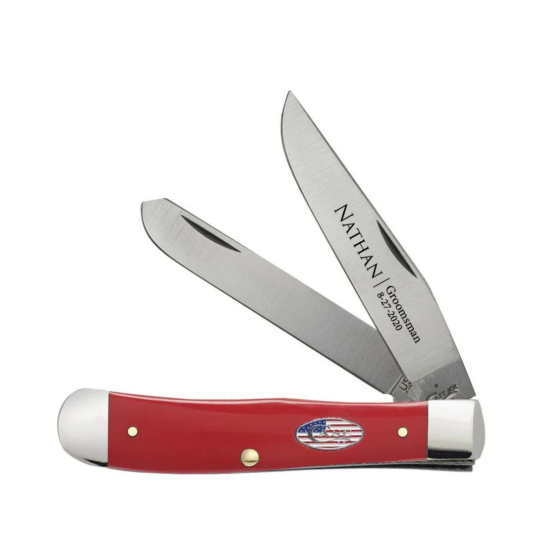 Case Knife Engraved Case American Workman Red Synthetic Etsy