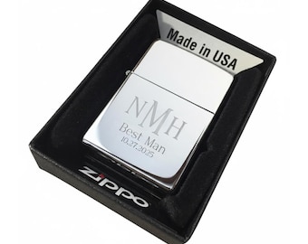 Custom Engraved Zippo Classic High Polish Chrome Lighter: Refillable Windproof Pocket lighter, Made in USA