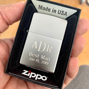 Genuine Zippo Lighter Personalized, Classic Satin Chrome Zippo Engraved, Original Zippo Guaranteed