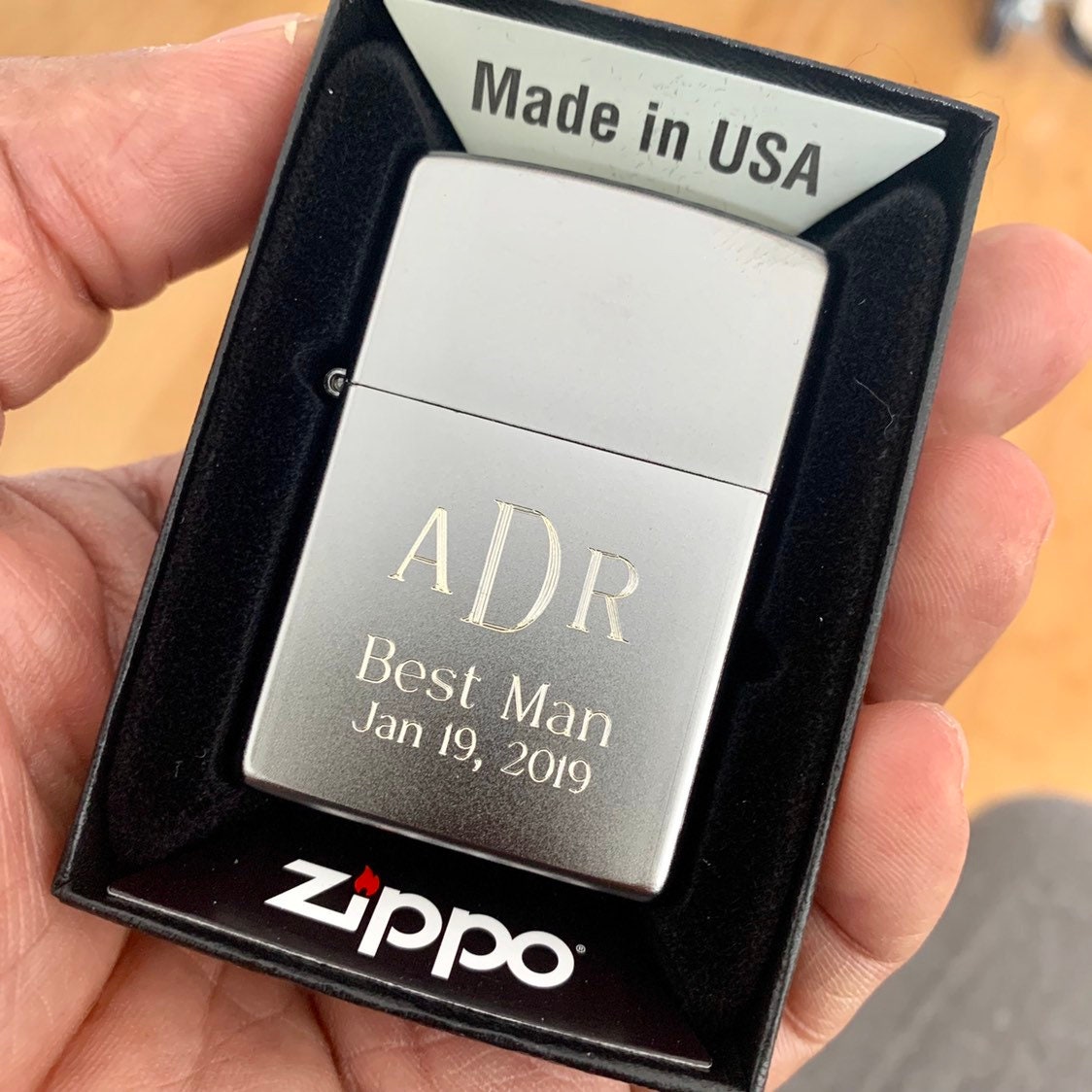 Personalized Zippo Lighter Classic Satin Chrome Engraved Etsy