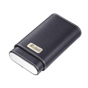 Cigar Case Engraved, Black Leather Cigar Case Engraved, Groomsmen Gift, Birthday Gift, Fathers day Gift, Anniversary Gift - VCASE732
