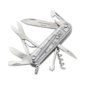 Victorinox Swiss Army Knife Engraved, Swiss Army Spartan Silver Tech 3.58&quot; Knife, Groomsmen Knife, Fathers day Gift, Genuine Swiss Made