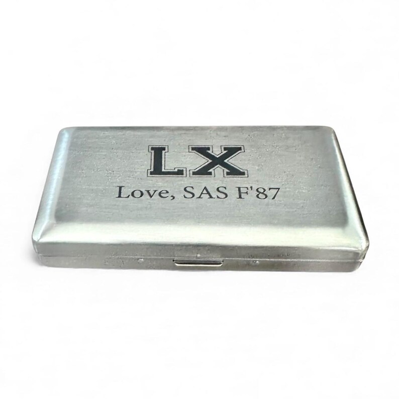 Custom Engraved Double Sided 120 Sized Cigarettes Case: Brushed Finish, Stainless Steel, Cigarettes Holder, Anniversary Gift image 3