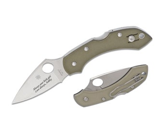 Custom Engraved Spyderco Dragonfly Pocket Knife: 2.25" VG10 Foliage Green G10 Handle, Fathers day Gift, Anniversary Gift