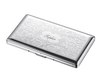 Cigarette Case for women Engraved, Built-in Mirror 120 Sized Cigarettes Case Engraved, Custom Cigarette Holder, Custom Cigarette Case