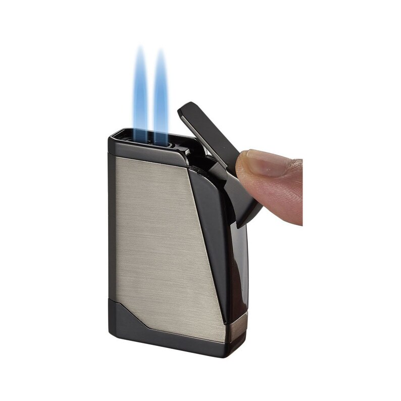 Cigar Lighter Engraved Gunmetal Black Double Torch Cigar Etsy