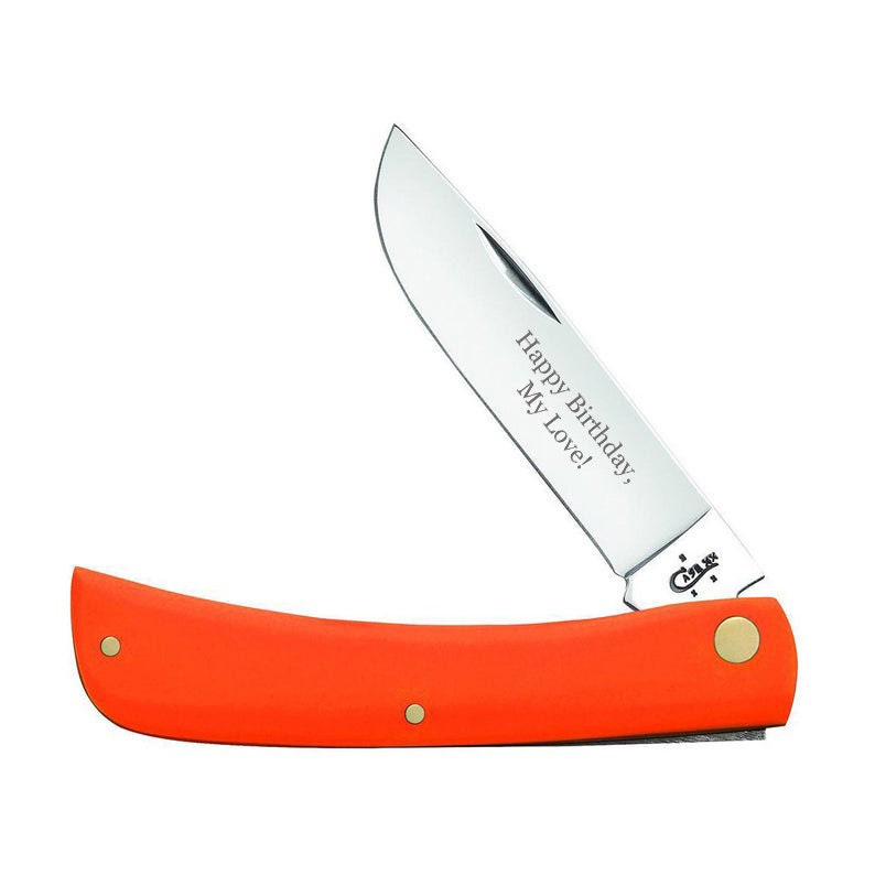 Case Knife Engraved Case Orange Synthetic Sod Buster Jr Etsy