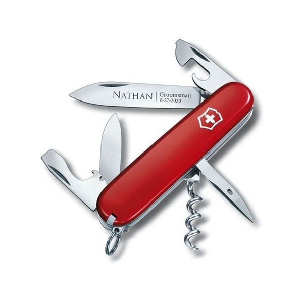 Victorinox Swiss Army Knife Engraved, Swiss Army Spartan 3.58" Red Pocket Knife, Groomsmen Knife, Fathers day Gift, Genuine Swiss Made