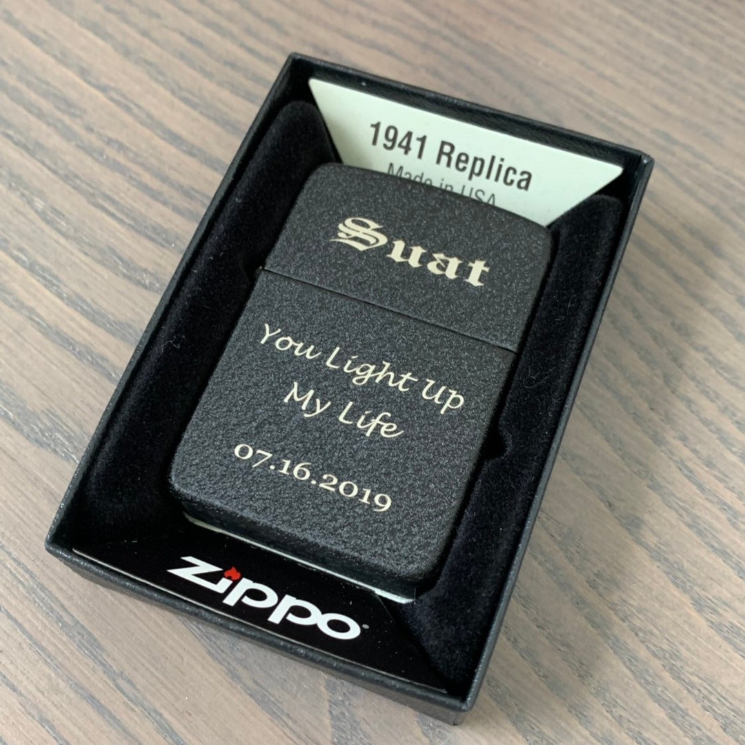 Genuine Zippo Lighter Personalized, Black Crackle 1941 Replica Zippo