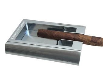 Custom engraved Heavy weight Stainless Steel Cigar Ashtray: Fathers Day Gift, Birthday Gift, Anniversary Gif