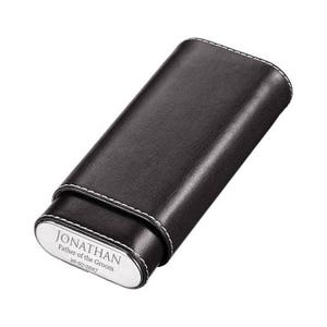 Travel Cigar Case Engraved, Black Texured Leather Cigar Case engraved, Groomsmen Gift, Fathers day Gift Anniversary Gift - 705BK