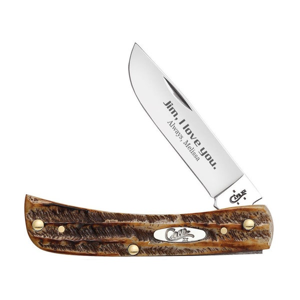 Case knife Engraved, Case 6.5 BoneStag Sod Buster Jr Pocket Knife Personalized, Groomsmen knife, Fathers Day Gift, Anniversary Gift,