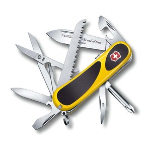Victorinox Swiss Army Knife Engraved, Swiss Army EvoGrip 18 3-3/8&quot; Yellow Knife, Groomsmen Knife, Fathers day Gift, Genuine Swiss Made