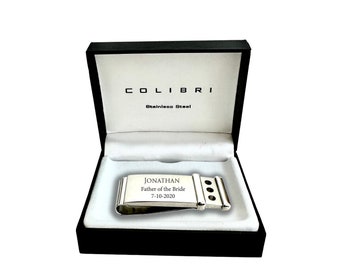 Colibri Money Clip Engraved, Colibri Stainless Steel W/ Black Onix Money Clip Personalized, Money clips for men