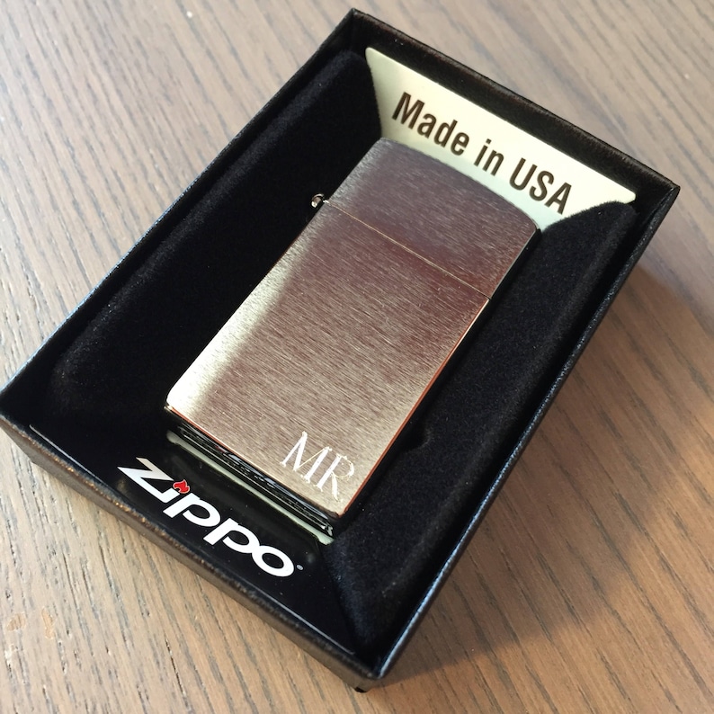 Zippo Lighter Personalized Zippo Slim Brushed Chrome Zippo Etsy