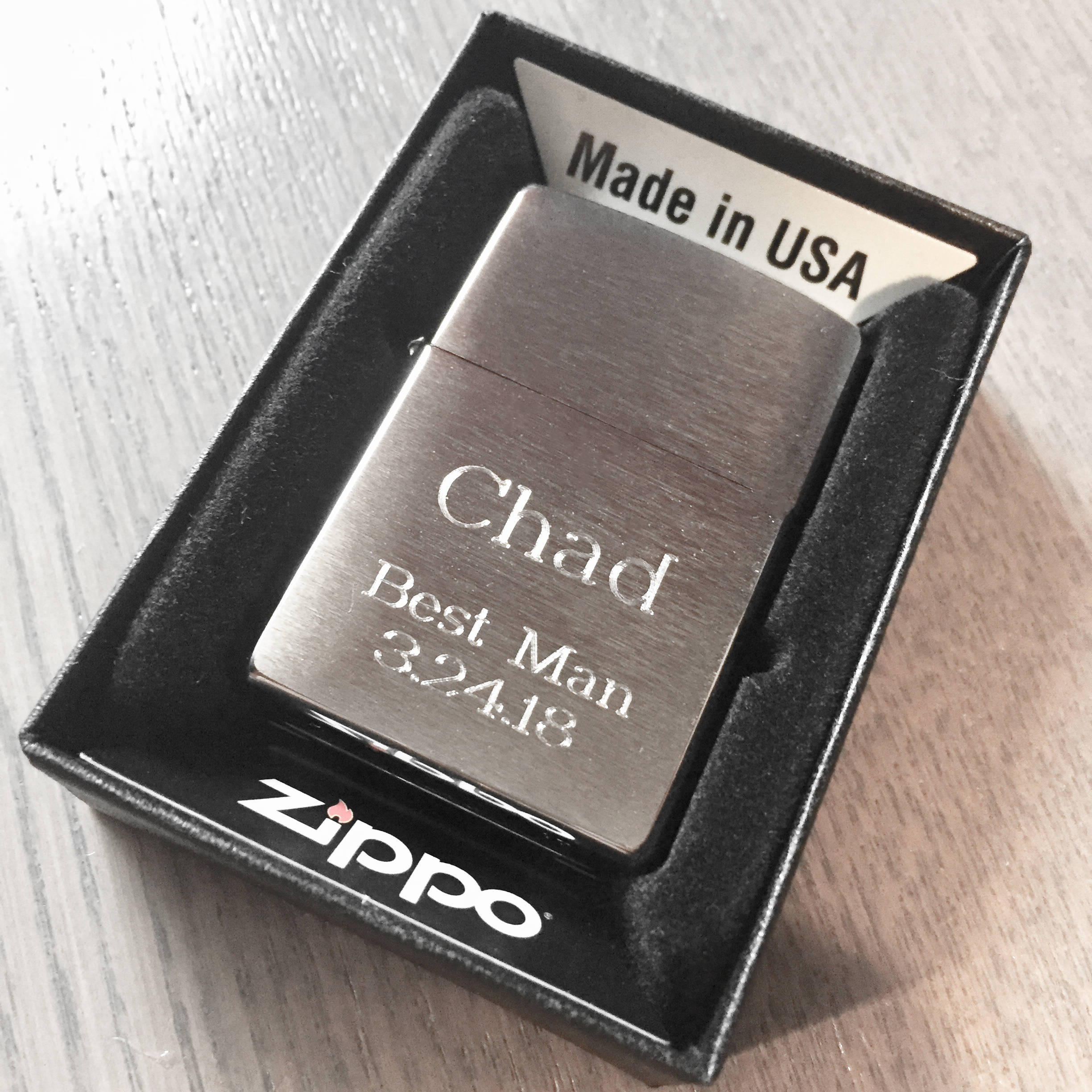 Zippo Lighter Engraved, Classic Brushed Chrome Zippo Lighter Engraved…