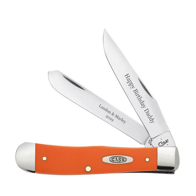 Case Knife Engraved Case Orange Synthetic Smooth Trapper Etsy