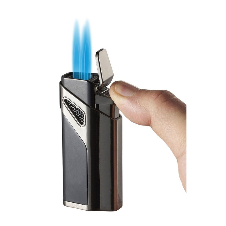 Anniversary Gift Cigar Lighter Personalized Matte Black Gunmetal Triple Torch Lighter Engraved w Cigar punch Groomsmen Gift VLR404101