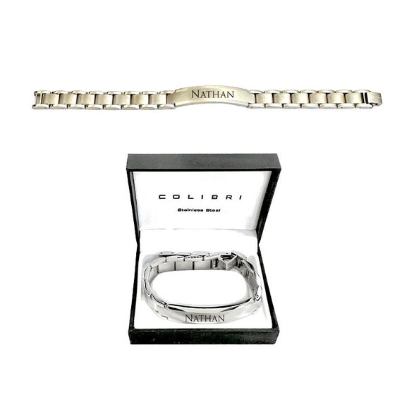 Colibri Stainless Steel Bracelet Engraved, Stainle