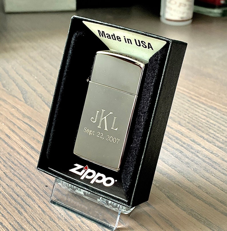 Zippo Lighter Engraved Slim Black Ice Zippo Lighter Engraved Etsy