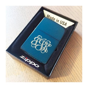 Genuine Zippo Lighter Personalized, Sapphire Finish Zippo Engraved, Original Zippo Guaranteed