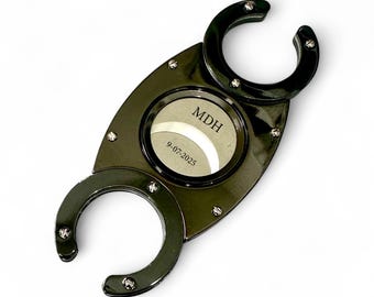 Custom Engraved Cigars Cutter: Gunmetal finish, Two Guillotine Blades