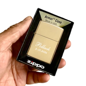 Genuine Zippo Lighter Personalized, High Polish Armor Brass Zippo Engraved, Original Zippo Guaranteed