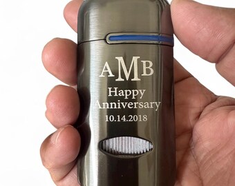 Custom Engraved Refillable Cigar Lighter: Triple Flame Lighter, Built-in Cigar Punch, Father's Day Gift, Anniversary gift,