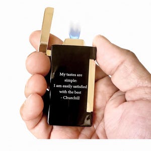 Custom Engraved Refillable Cigar Lighter: Flat Torch Flame, Groomsmen Gift, Fathers day Gift, Anniversary gift