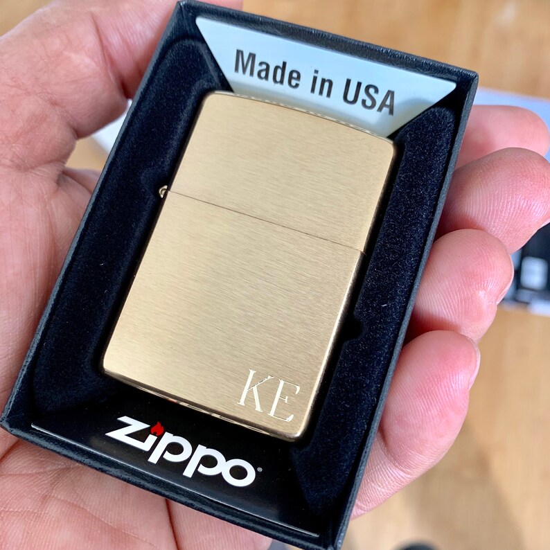 Zippo Lighter Engraved Brushed Brass Zippo Lighter Engraved Etsy