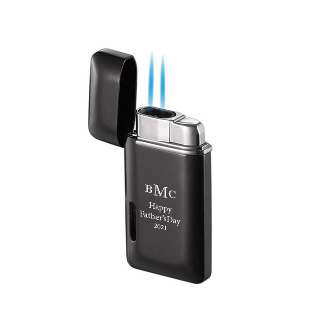 Cigar Lighter Engraved Matte Black Double Torch Cigar Lighter Etsy