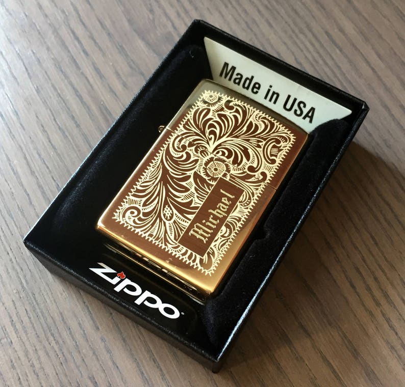 Genuine Zippo Lighter Personalized, Venetian High Polish Brass Zippo Engraved, Original Zippo Guaranteed 