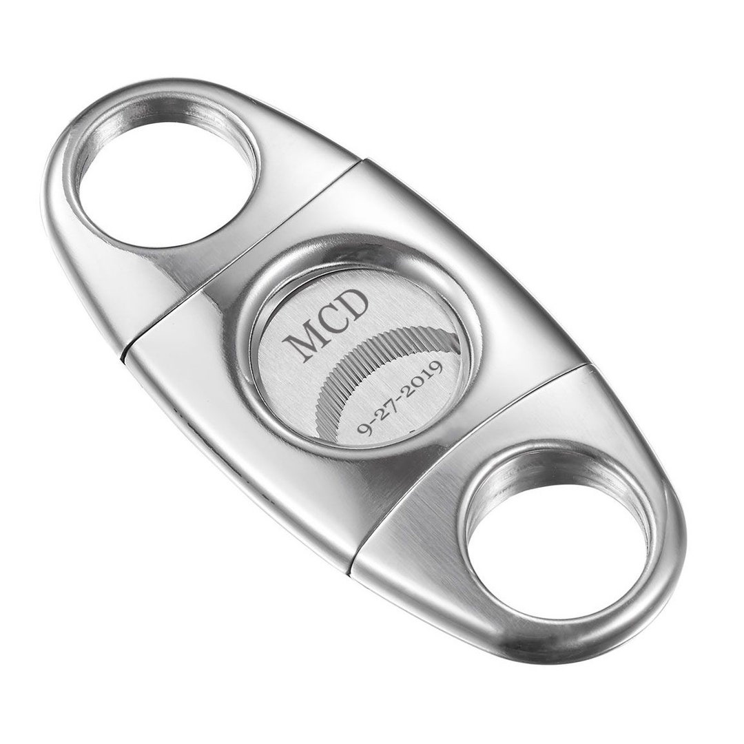 Cigar Cutter Engraved Stainless Steel Serrated Double Blades Etsy