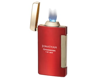 Custom Engraved Refillable Cigar Lighter: Flat Torch Flame, Groomsmen Gift, Fathers day Gift, Anniversary gift