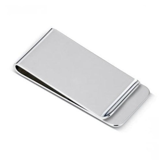 Personalized Custom 1 Line Wedding Dress Satin Chrome Plated Metal Money Clip