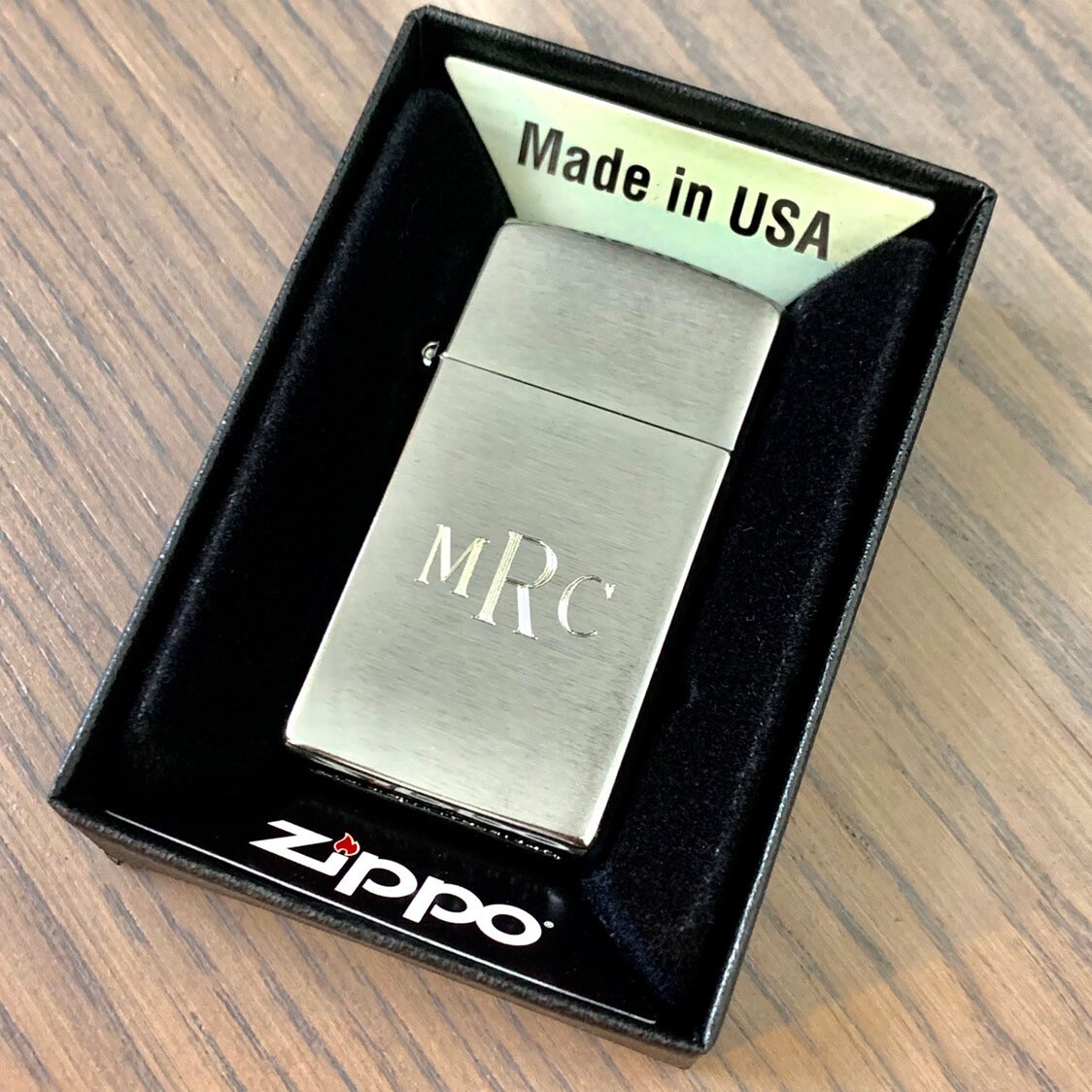 Zippo Lighter Engraved Zippo Slim Brushed Chrome Zippo Etsy