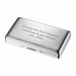 May include: A silver metal box with an engraved message: "No matter how much time passes, I will always be your little girl. Love, Ashley."