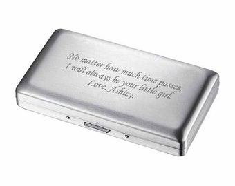 Cigarette Case Engraved, Brushed Finish Double Sided 120 Sized Cigarettes Case Engraved, Cigarettes Holder Custom, Birthday Gift -VCM503