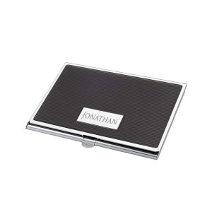 Business Card Case Engraved, Engraved business card holder, Black Lacquer Stainless Steel Business Card holder Engraved