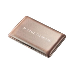 Porte-cartes de visite personnalisé, porte-cartes de visite personnalisé en acier inoxydable cuivre antique, porte-cartes de visite gravé