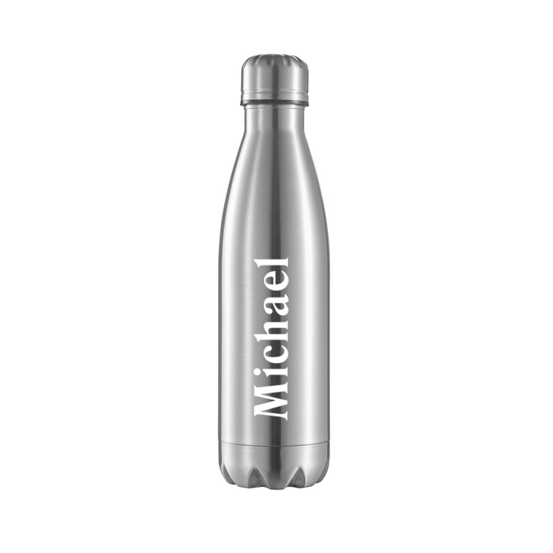 Engraved water bottle, 16oz Stainless Steel Vacuum Insulated Water bottle Engraved, Sports Water Bottle, Insulated Water Bottle Silver