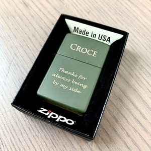 Genuine Zippo Lighter Personalized, Green Matte Zippo Engraved, Original Zippo Guaranteed
