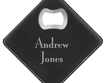 Set of 10 Engraved Coaster & Bottle Opener