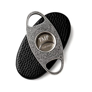Cigar Cutter Engraved, Antique Siver Double Guillotine Cigar Cutter Engraved, Groomsmen Gift, Fathers day Gift, Anniversary Gift VCT419