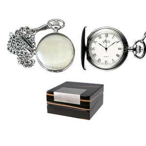Pocket Watch Engraved, Brushed Chrome Quartz Pocket Watch Engraved, Groomsmen Pocket Watch, Birthday Gift, Anniversary Gift - VPW001