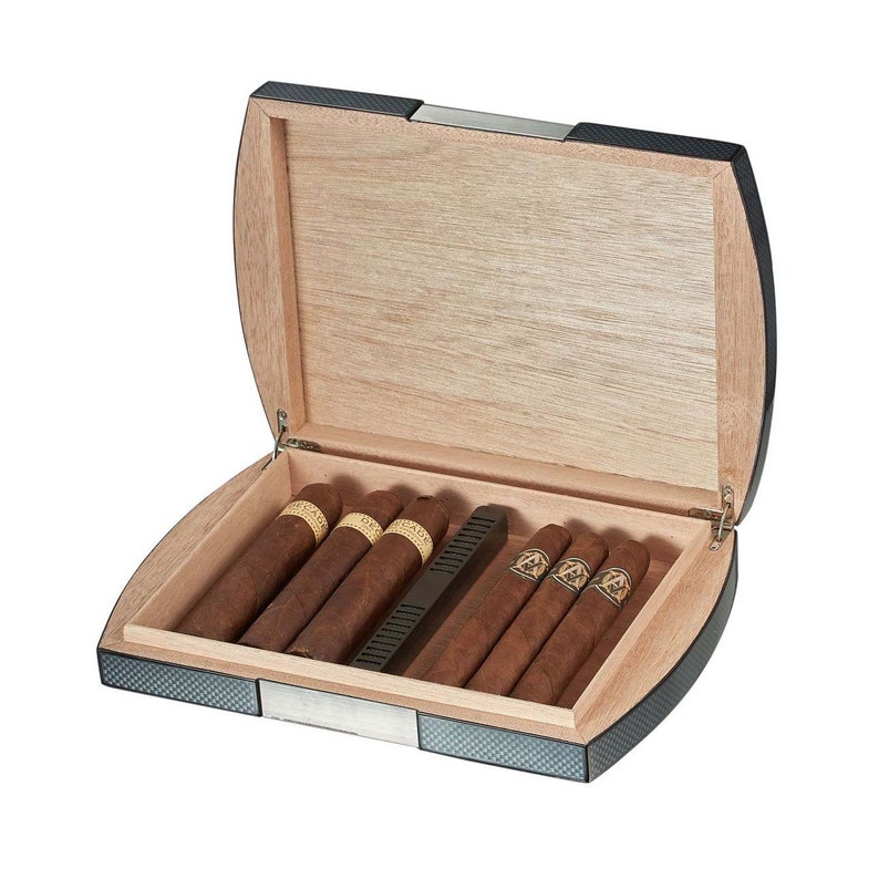 Travel Cigar Humidor Engraved Cedar Wood & Carbon Fiber Cigar Etsy